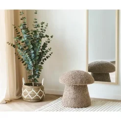 Hioshop Gida poef Ø45cm imitatiebont bruin