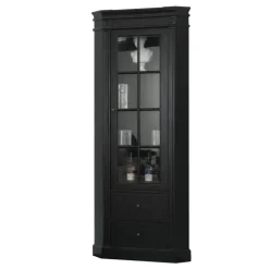 Hioshop Hoekvitrinekast hoekkast zwart antiek patine barok Mozart