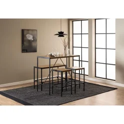 Hioshop Hugo bartafel set tafel- bank en 2 stoelen natuur