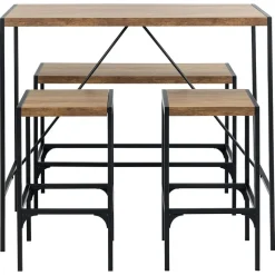 Hioshop Hugo bartafel set tafel- bank en 2 stoelen natuur