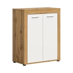 Hioshop Jam schoenenkast 2 deuren wit- eik decor