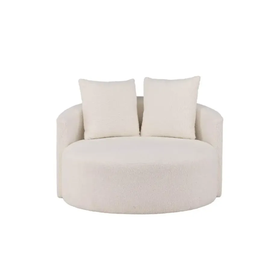 Hioshop Kelso bank Ø116cm 2 persoons teddy wit