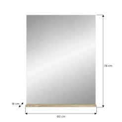 Hioshop Lambada spiegel bad 1 deur- 1 plank wit hoogglans- eiken decor