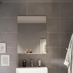 Hioshop Lambada spiegel bad 1 deur- 1 plank wit hoogglans- eiken decor