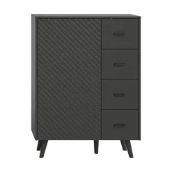 Hioshop Linea dressoir 4 laden 1 deur mat grijs