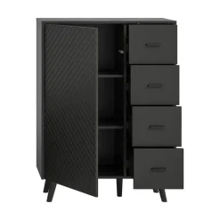 Hioshop Linea dressoir 4 laden 1 deur mat grijs