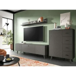 Hioshop Linea dressoir 4 laden 1 deur mat grijs