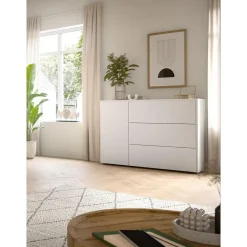 Hioshop Loft dressoir 3 laden 1 deur wit