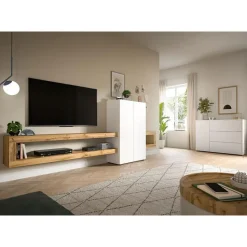 Hioshop Loft dressoir 3 laden 1 deur wit