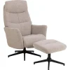 Hioshop London fauteuil recliner met voetenbank bouclé beige