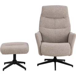 Hioshop London fauteuil recliner met voetenbank bouclé beige