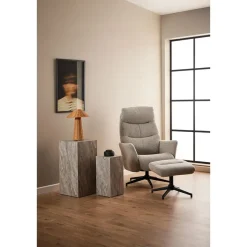 Hioshop London fauteuil recliner met voetenbank bouclé beige