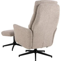 Hioshop London fauteuil recliner met voetenbank bouclé beige