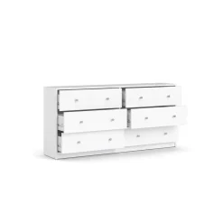 Hioshop Maria kommode breed met 6 lades- wit