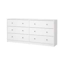 Hioshop Maria kommode breed met 6 lades- wit