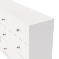 Hioshop Maria kommode breed met 6 lades- wit