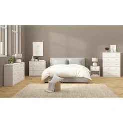 Hioshop Maria kommode breed met 6 lades- wit