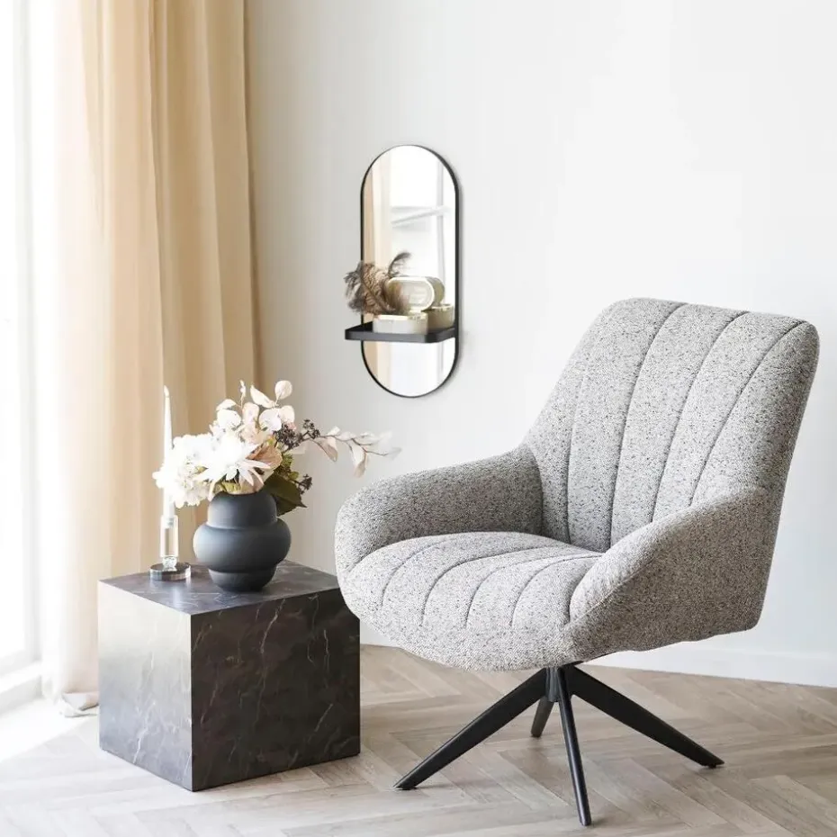 Hioshop Maria spiegel 1 plank zwart