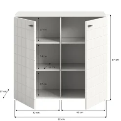 Hioshop Monte dressoir 2 deuren wit hoogglans
