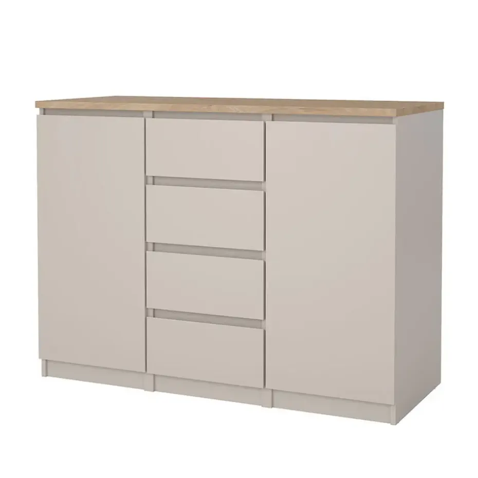 Hioshop Naia dressoir 2 deuren 4 lades eikdecor