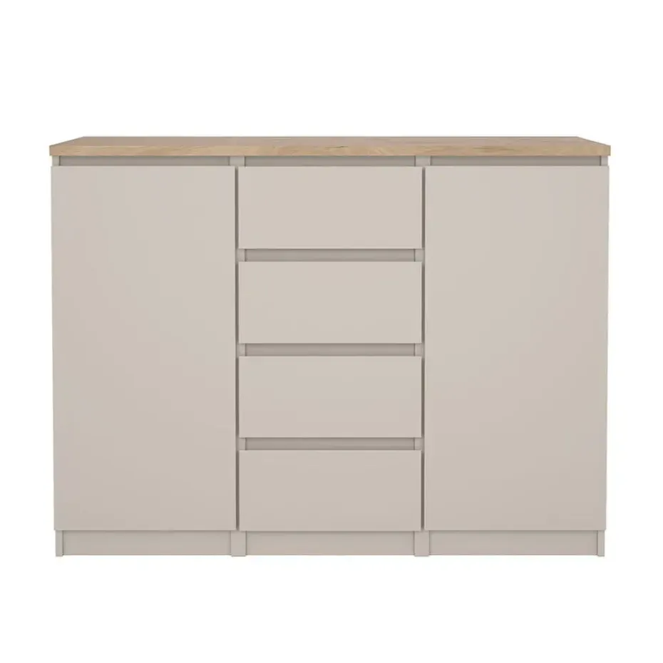 Hioshop Naia dressoir 2 deuren 4 lades eikdecor