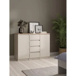 Hioshop Naia dressoir 2 deuren 4 lades eikdecor