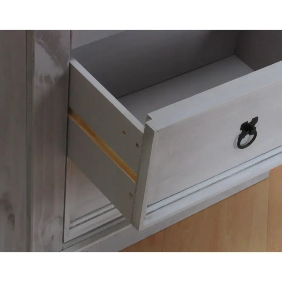 Hioshop New Mexico hoekkast hoekvitrine grijs grenen