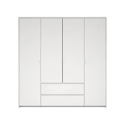 Hioshop Next kledingkast 4 deuren 2 lades 197x200cm wit