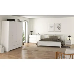 Hioshop Next kledingkast 4 deuren 2 lades 197x200cm wit