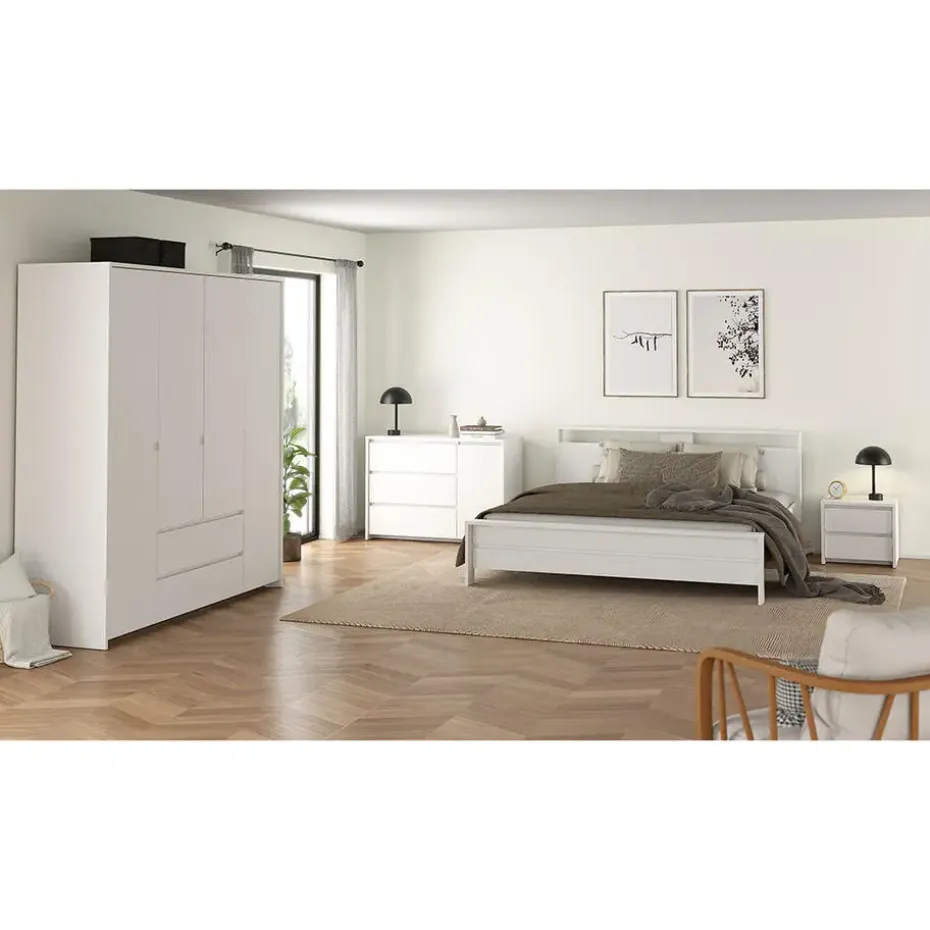 Hioshop Next kledingkast 4 deuren 2 lades 197x200cm wit