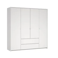 Hioshop Next kledingkast 4 deuren 2 lades 197x200cm wit
