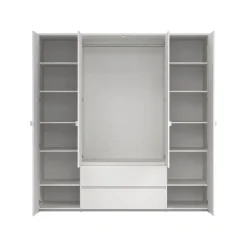 Hioshop Next kledingkast 4 deuren 2 lades 197x200cm wit
