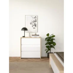 Hioshop Next ladekast 3 lades hoogglans wit