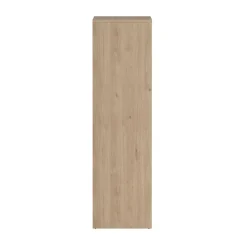 Hioshop Next vitrinekast 3 deuren- 2 lades- 1 plank eiken decor- wit hoogglans