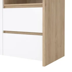 Hioshop Next vitrinekast 3 deuren- 2 lades- 1 plank eiken decor- wit hoogglans