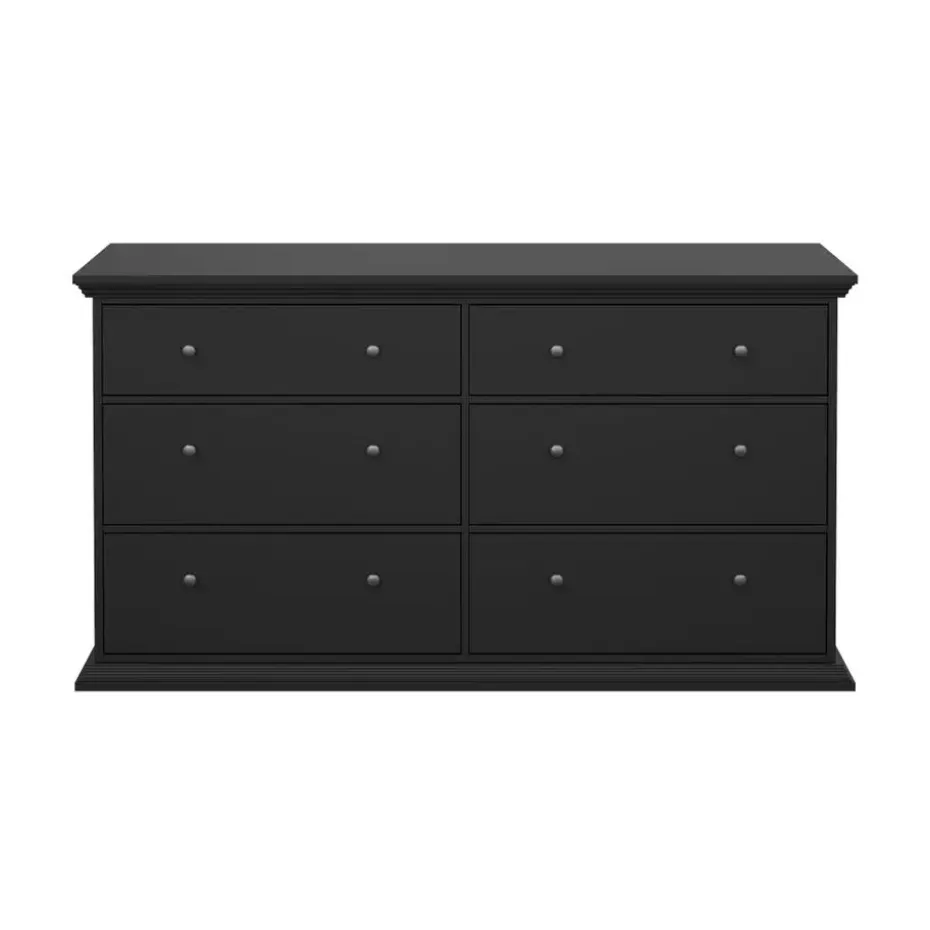 Hioshop North kommode 6 laden zwart mat