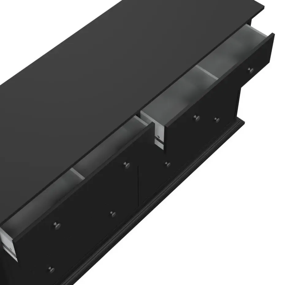 Hioshop North kommode 6 laden zwart mat