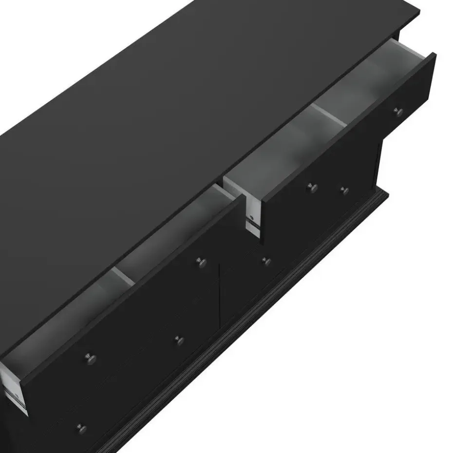 Hioshop North kommode 6 laden zwart mat