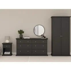 Hioshop North kommode 6 laden zwart mat