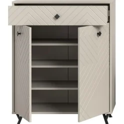 Hioshop Notes schoenenkast 2 deuren mat beige