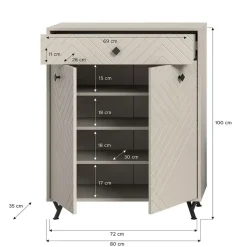 Hioshop Notes schoenenkast 2 deuren mat beige