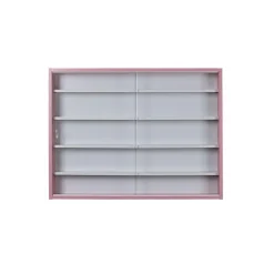 Hioshop Pinkruby vitrinekast vitrinekast- 2 schuifdeuren roze- wit