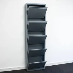 Hioshop Pisa schoenenkast grijs metaal met 10 vakken