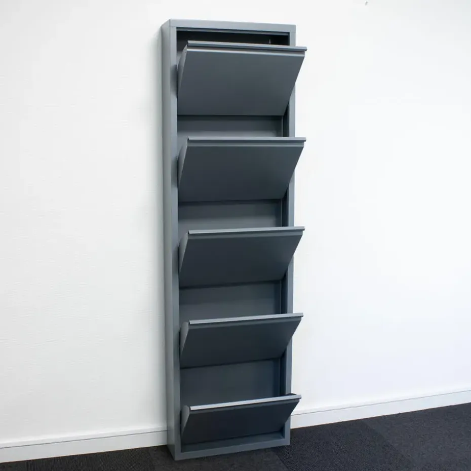 Hioshop Pisa schoenenkast grijs metaal met 10 vakken