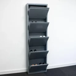 Hioshop Pisa schoenenkast grijs metaal met 10 vakken