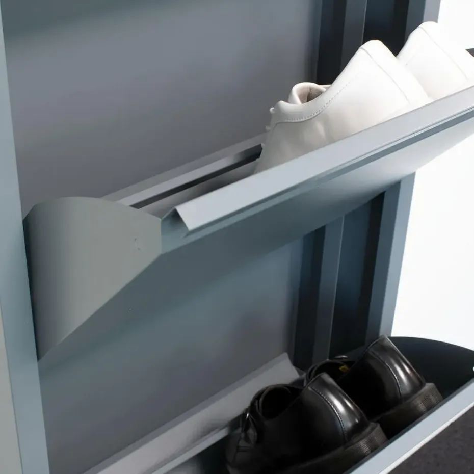 Hioshop Pisa schoenenkast grijs metaal met 10 vakken