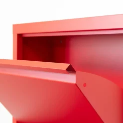 Hioshop Pisa schoenenkast rood metaal met 9 vakken