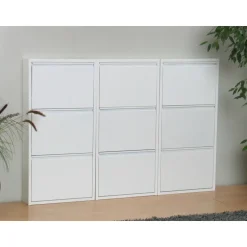 Hioshop Pisa schoenenkast wit metaal met 3 vakken - set van 3