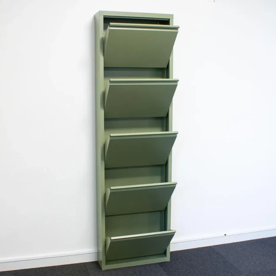 Hioshop Pisa schoenenkast groen metaal met 10 vakken