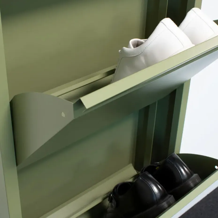 Hioshop Pisa schoenenkast groen metaal met 10 vakken